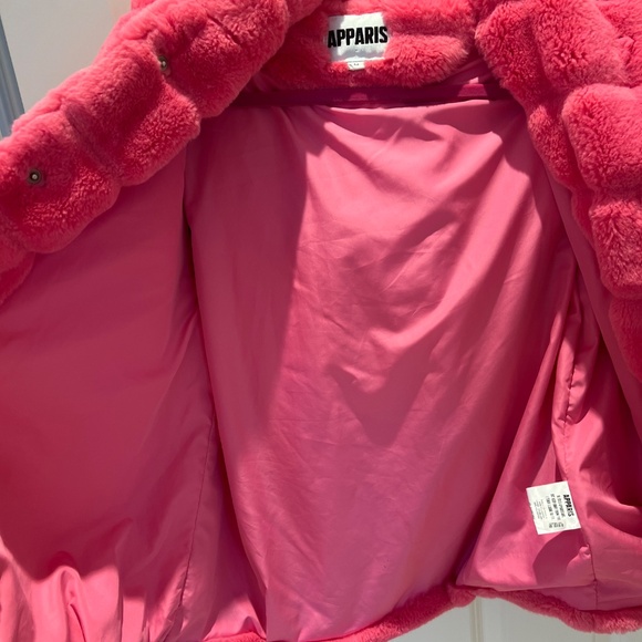 Apparis Goldie Faux Fur Jacket in Hot Pink, Size Medium - Picture 7 of 8